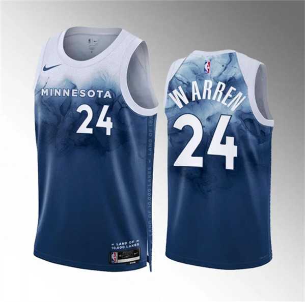 Men%27s Minnesota Timberwolves #24 Tj Warren Blue 2023-24 City Edition Stitched Jersey Dzhi->minnesota timberwolves->NBA Jersey